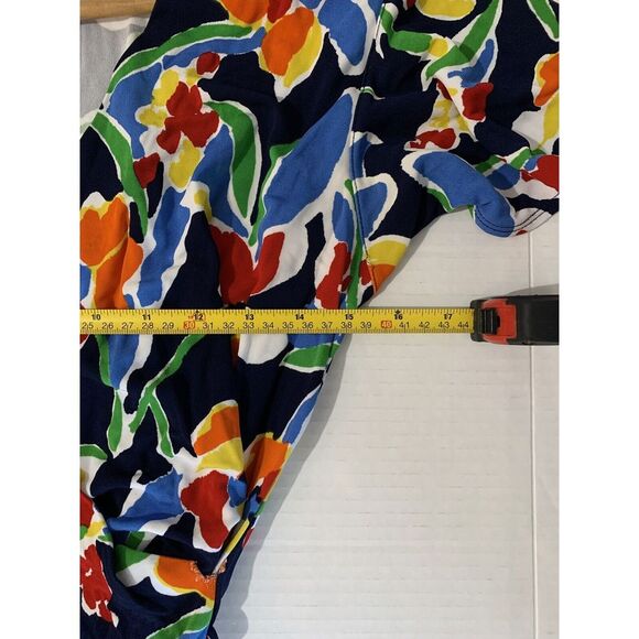 Lauren Ralph Lauren Women Faux Wrap Dress Size M Floral Print Mid Length Rainbow - Picture 9 of 11